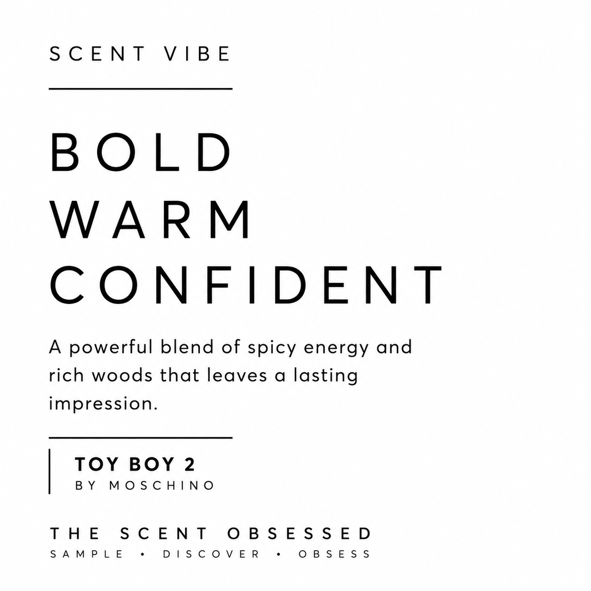 toy boy 2 Scent vibe Bold warm confident
